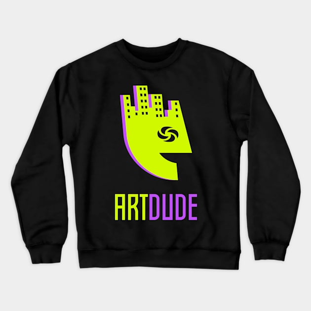 YourArtDude Logo In Yellow And Purple Crewneck Sweatshirt by yourartdude